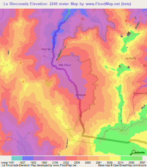 La Rinconada,Venezuela Elevation Map