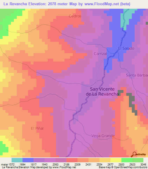 La Revancha,Venezuela Elevation Map