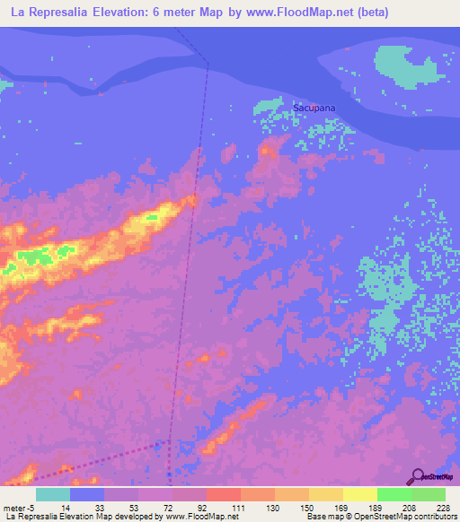 La Represalia,Venezuela Elevation Map