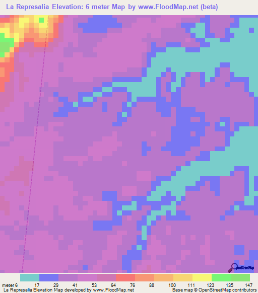 La Represalia,Venezuela Elevation Map