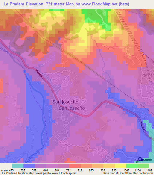 La Pradera,Venezuela Elevation Map