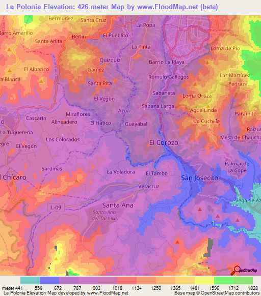 La Polonia,Venezuela Elevation Map
