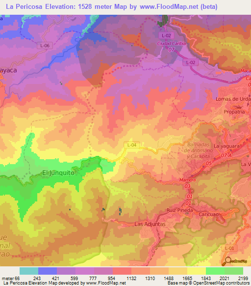 La Pericosa,Venezuela Elevation Map