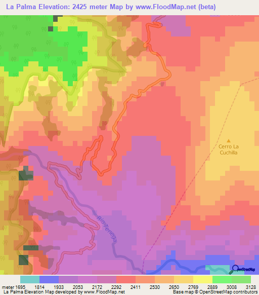 La Palma,Venezuela Elevation Map
