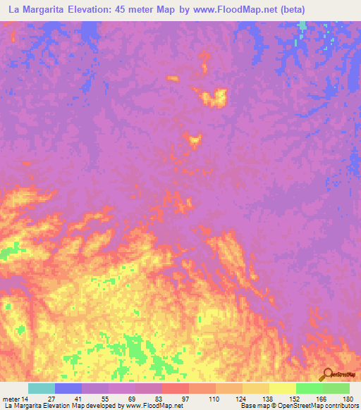 La Margarita,Venezuela Elevation Map