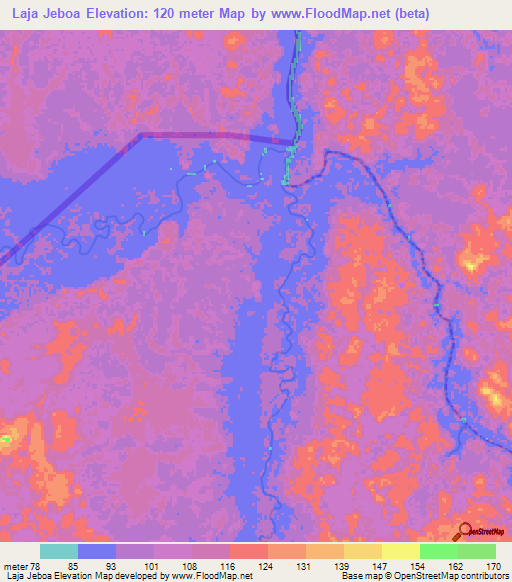 Laja Jeboa,Venezuela Elevation Map