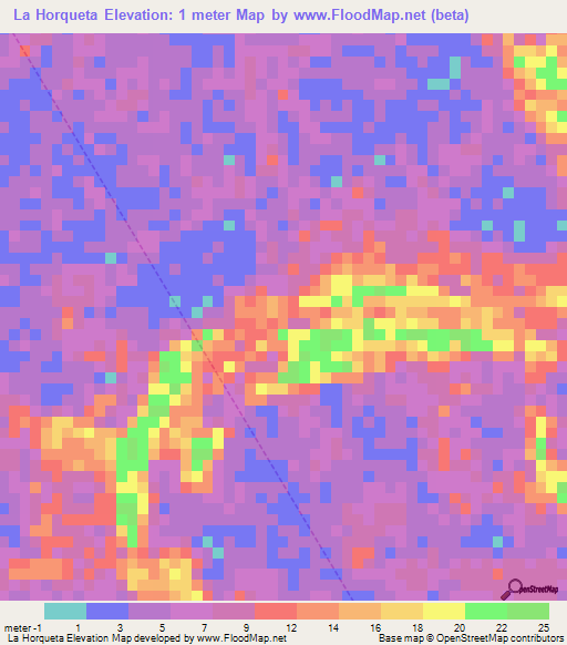 La Horqueta,Venezuela Elevation Map