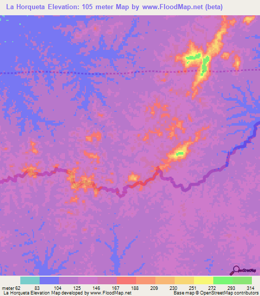 La Horqueta,Venezuela Elevation Map