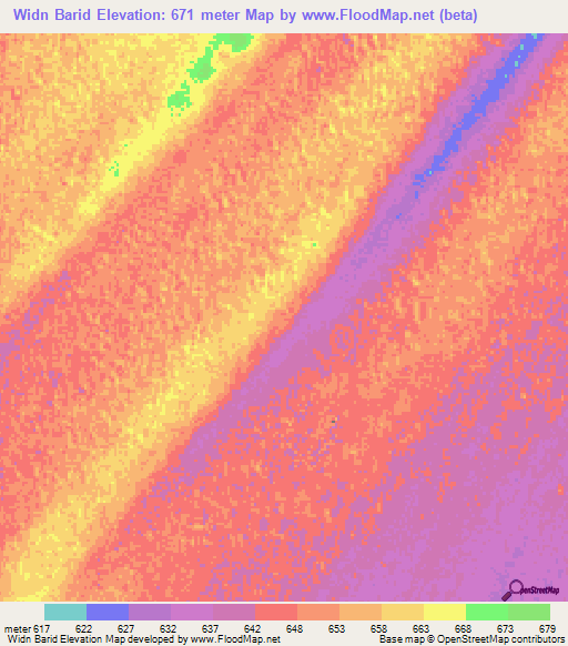 Widn Barid,Sudan Elevation Map