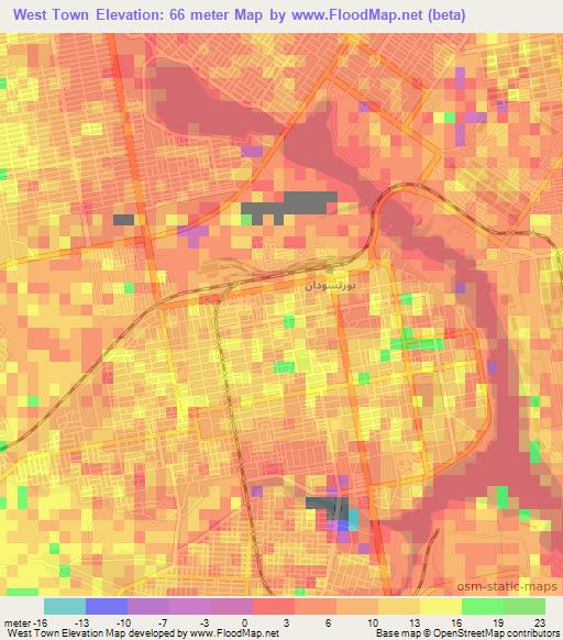 West Town,Sudan Elevation Map