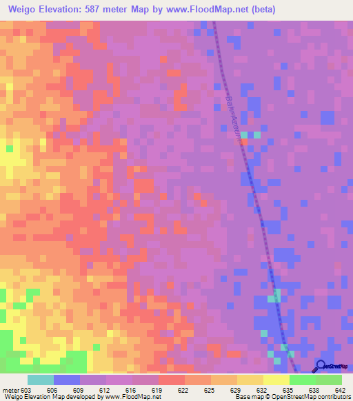 Weigo,Sudan Elevation Map