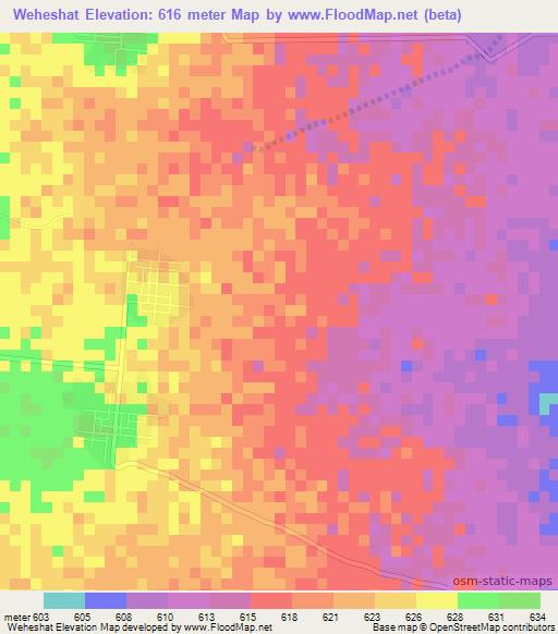 Weheshat,Sudan Elevation Map