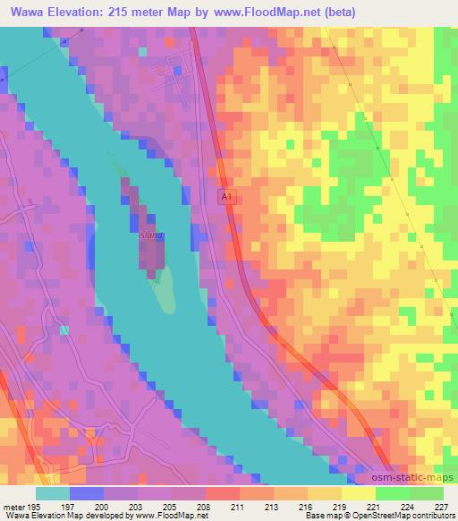 Wawa,Sudan Elevation Map