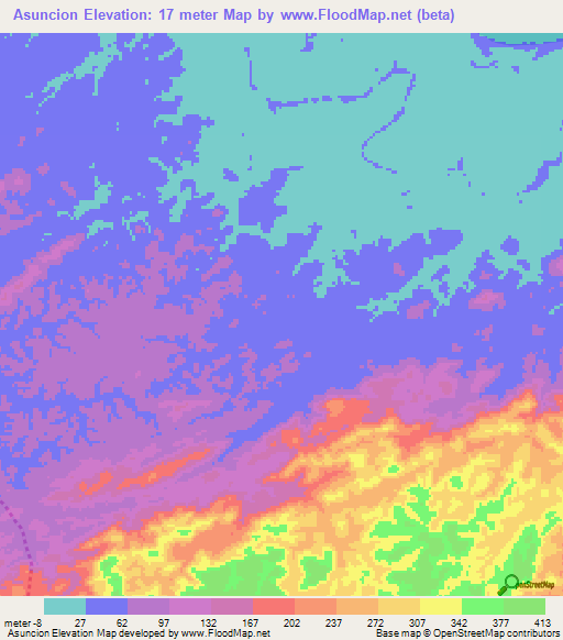Asuncion,Venezuela Elevation Map
