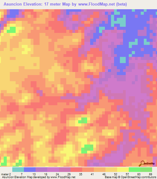 Asuncion,Venezuela Elevation Map