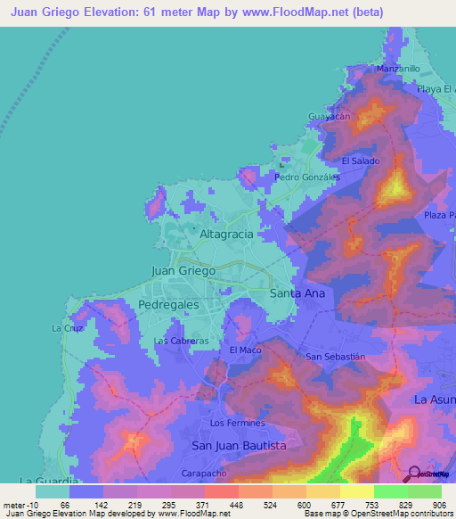 Juan Griego,Venezuela Elevation Map