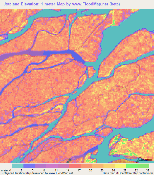 Jotajana,Venezuela Elevation Map