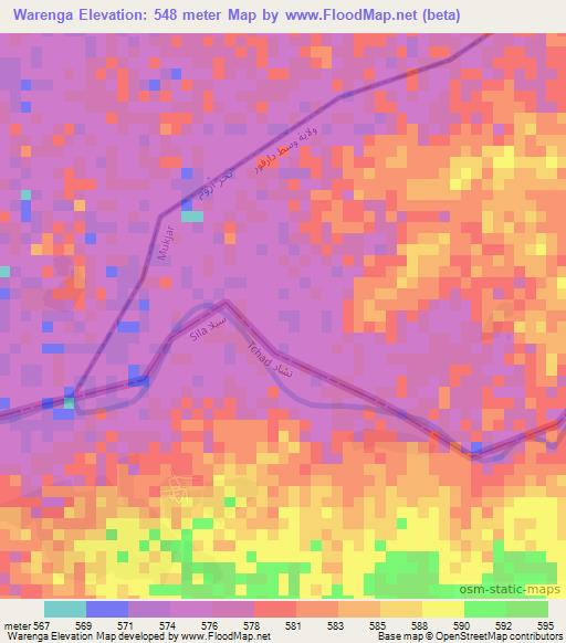 Warenga,Sudan Elevation Map