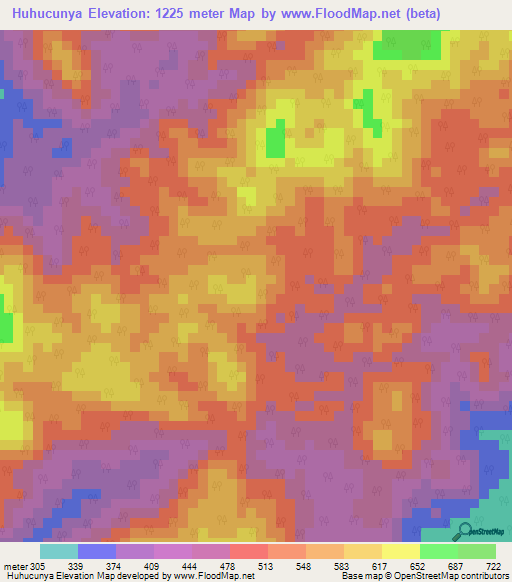 Huhucunya,Venezuela Elevation Map