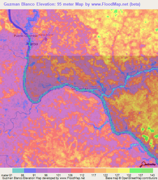 Guzman Blanco,Venezuela Elevation Map