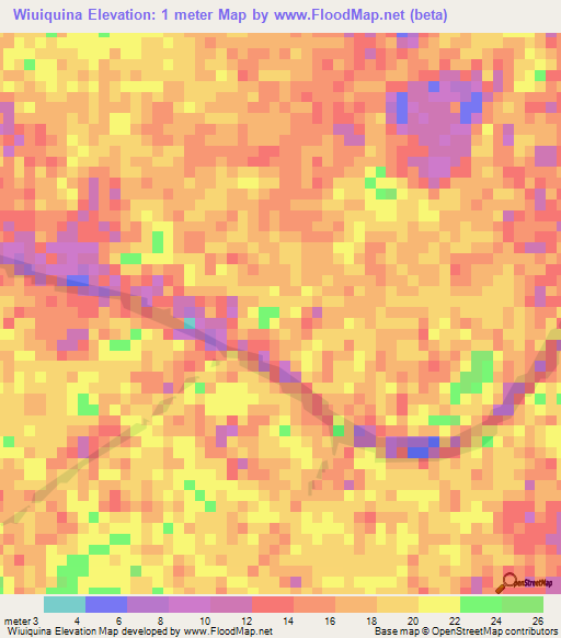 Wiuiquina,Venezuela Elevation Map