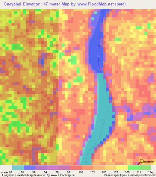 Guayabal,Venezuela Elevation Map