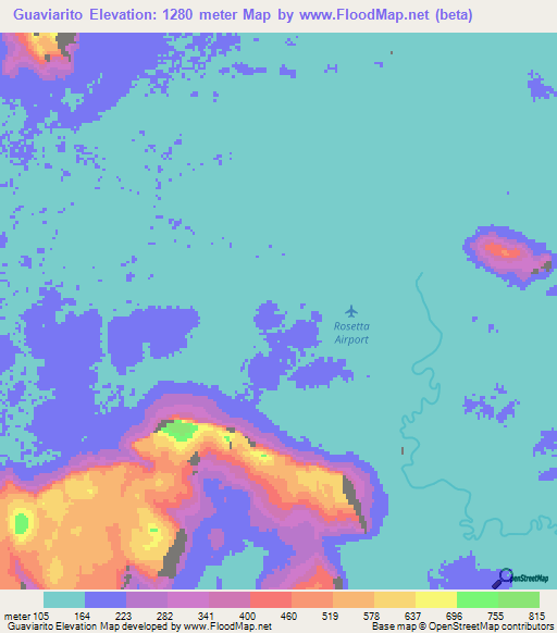 Guaviarito,Venezuela Elevation Map