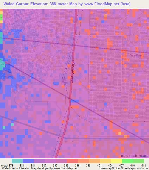 Walad Garbur,Sudan Elevation Map