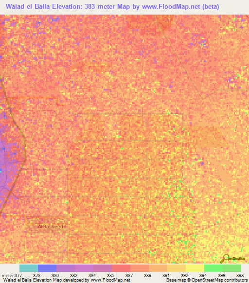 Walad el Balla,Sudan Elevation Map