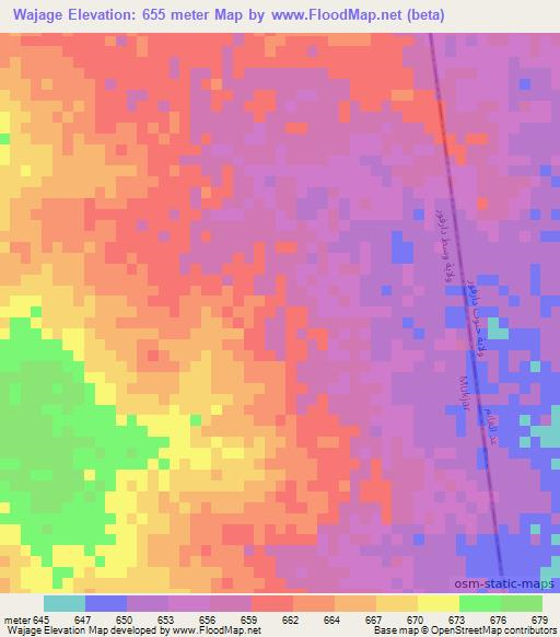 Wajage,Sudan Elevation Map