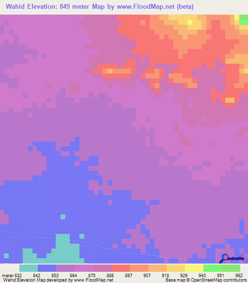 Wahid,Sudan Elevation Map