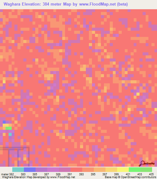 Waghara,Sudan Elevation Map