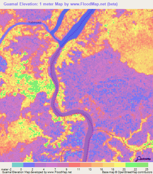 Guamal,Venezuela Elevation Map