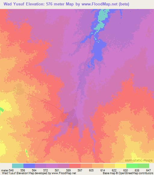 Wad Yusuf,Sudan Elevation Map