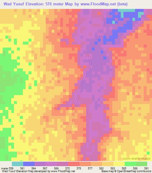 Wad Yusuf,Sudan Elevation Map