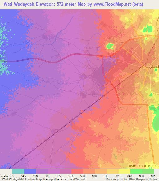 Wad Wudaydah,Sudan Elevation Map