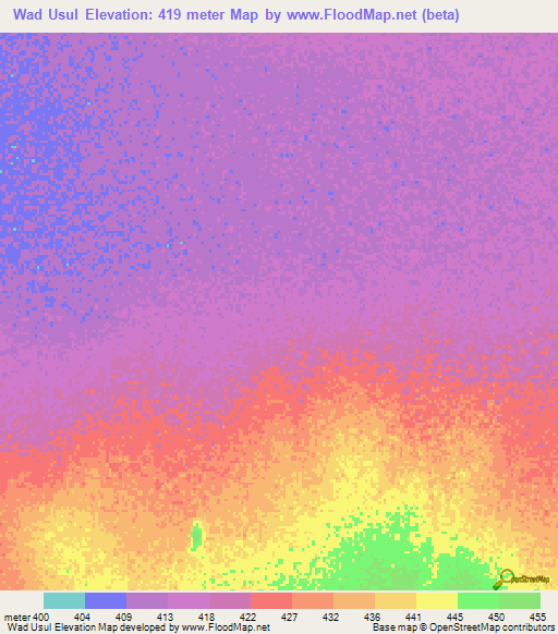Wad Usul,Sudan Elevation Map