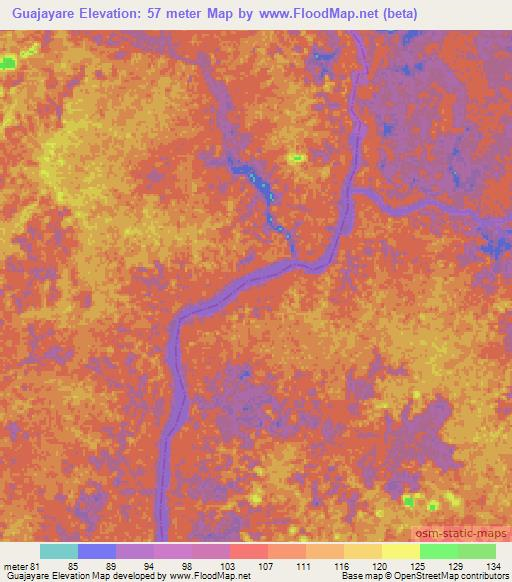 Guajayare,Venezuela Elevation Map