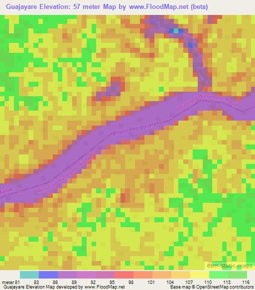 Guajayare,Venezuela Elevation Map