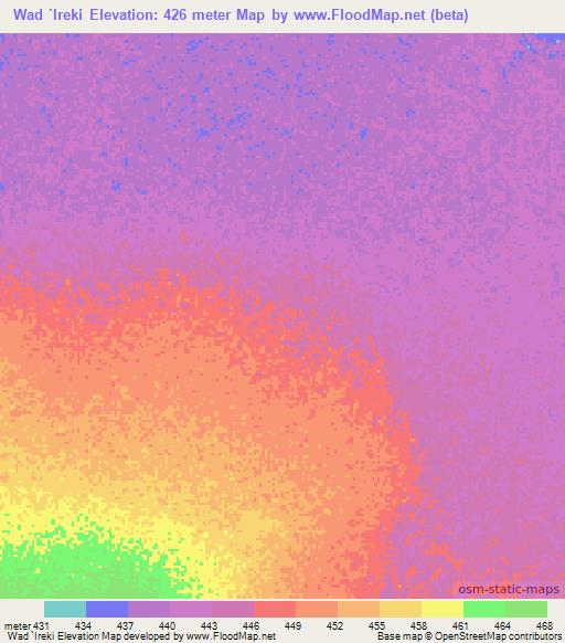 Wad `Ireki,Sudan Elevation Map