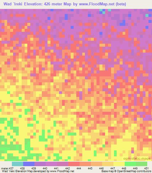 Wad `Ireki,Sudan Elevation Map
