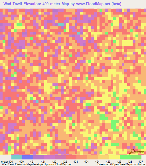 Wad Tawil,Sudan Elevation Map