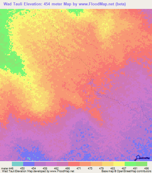 Wad Tauli,Sudan Elevation Map