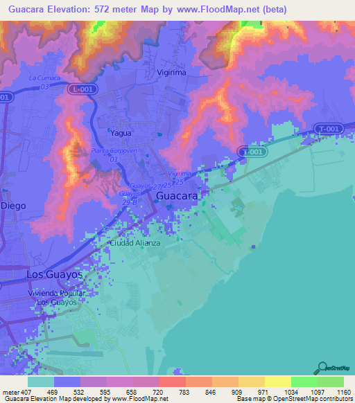Guacara,Venezuela Elevation Map