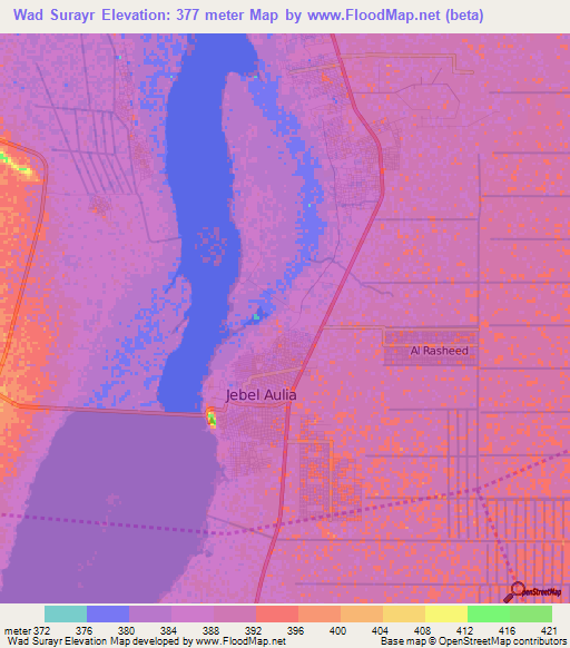 Wad Surayr,Sudan Elevation Map