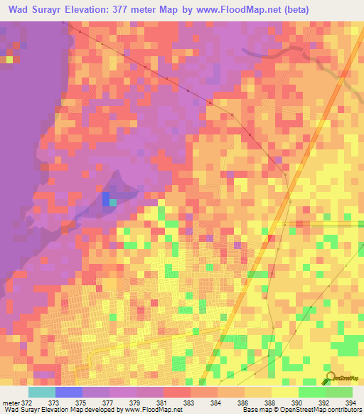 Wad Surayr,Sudan Elevation Map