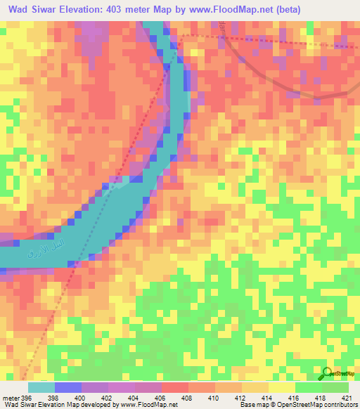 Wad Siwar,Sudan Elevation Map