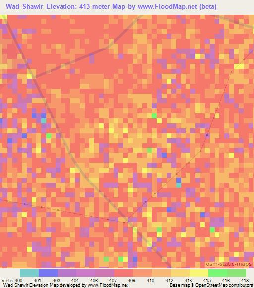 Wad Shawir,Sudan Elevation Map