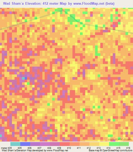 Wad Sham`a,Sudan Elevation Map