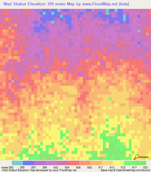 Wad Shabut,Sudan Elevation Map